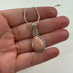Pink conch pendant with 925 sterling silver