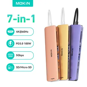 MOKiN 7-in-1 USB Hub Combination Lock with HDMI, SD/TF Card Reader, Type-C Data Port, 100W PD and 2 USB 3.0 for MacBook Pro/Air, iphone15/15 pro/16/16pro, Dell XPS and Lenovo Thinkpad compatible Type-C to SD/TF USB Card Reader