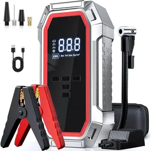 Jump Starter with Air Compressor, 5000A Peak Car Battery Jump Starter, 12V Jump Box Car Battery Jumper Starter Portable with Smart Jumper Cables, Lights, Display