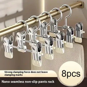 8-piece Non-slip Pants and Skirt Drying Rack, Heavy-duty Non-slip Clips, Non-slip Hanger for Jeans and Skirts, Multifunctional Household Clothes Storage Clips, Pants Hangers
