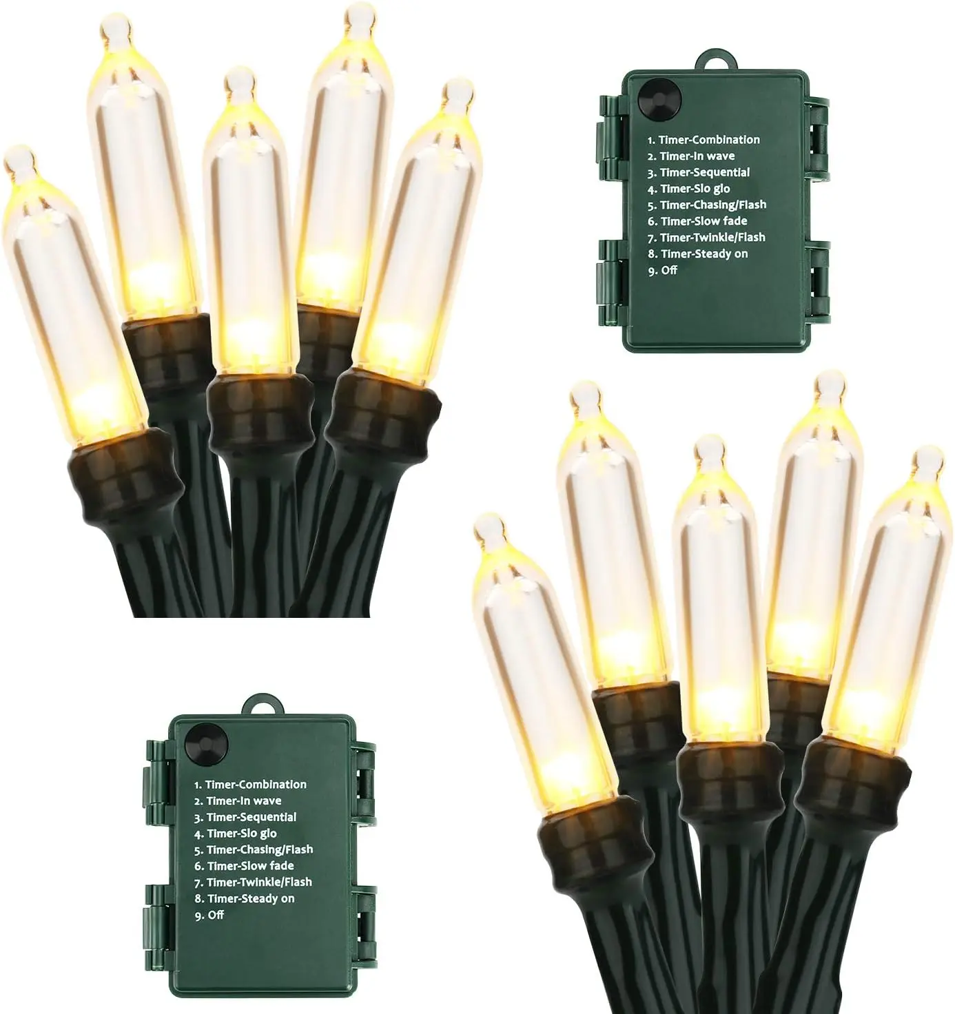 BrizLabs Battery Christmas Lights, 2P 17.94ft 50 LED  Christmas String Light Indoor/Outdoor, 8 Modes Decorative Holiday Light for Xmas Tree, Wreath & Wedding