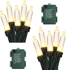 BrizLabs Battery Christmas Lights, 2P 17.94ft 50 LED  Christmas String Light Indoor/Outdoor, 8 Modes Decorative Holiday Light for Xmas Tree, Wreath & Wedding