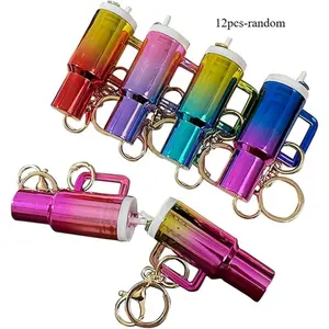 12 random color keychains, keychain holders, mini cup keychains, backpack pendants, cup accessories, can be labeled, can hold lipstick, can be used as a wallet