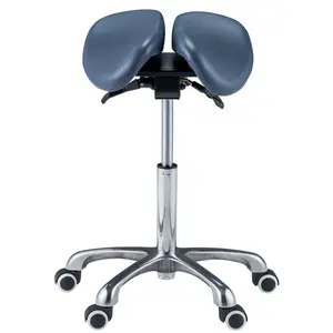 Master Massage Berkeley MS13D Ergonomic Posture Saddle Chair Two-part Saddle Stool Hydraulic Swivel Rolling Seat Stool with Adjustable Angle and Height Aluminum Base Royal Blue