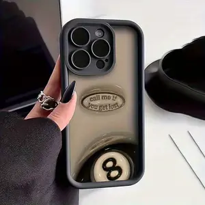 Creative Pattern Phone Case for iPhone 17 16 15 14 13 12 11 PRO MAX  PLUS, AIR Mini SE and iPhone XS MAX, with "Call Me If You Get Lost" Slogan and Number 8 Ball Pattern - Soft Shockproof Protective Cover