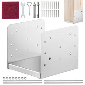 VEVOR 8"x 8" Post Base, TikTokShopBlackFriday, 1Pcs Stainless Steel Adjustable Post Anchor Bracket(Internal 7.8 x 7.3"), Adjustable Post Base for Pavilion Deck Porch Handrail Railing Support Decorative Anchor Plate