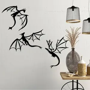 Dragon Pattern Wall Art, 3 Counts/set Metal Wall Decor, Wall Hanging Decor for Home Living Room Bedroom, Home Decor, Room Decor, Hangable, Wall Art Decoration