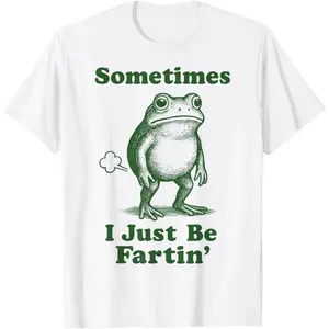 Sometimes I Just Be Fartin' Frog Graphic Tee - Funny Valentine's Day Gift for Boyfriend/Girlfriend, Humorous Aesthetic Frog T-Shirt, Premium Cotton Short Sleeve