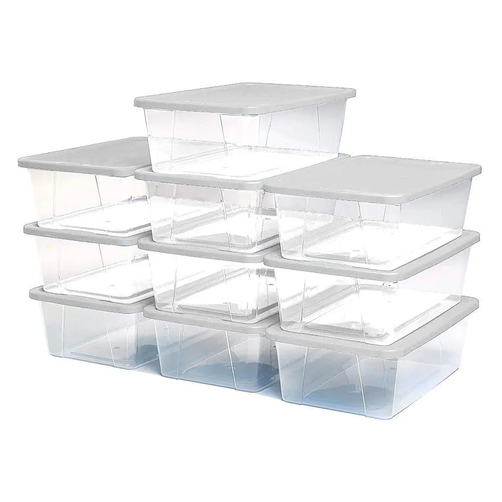 Homz 6 Qt Multipurpose Plastic Storage Containers with Latching Lid, (10 Pack) Boxes Kitchen