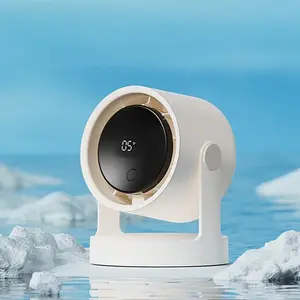Ultra-Quiet USB Portable Desktop Multifunctional Fan with LED Screen, Adjustable Speeds, 180° Rotation, Wall-Mountable Bladeless Turbine Fan, Quiet Cooling Fan