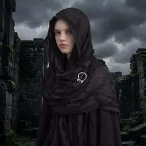 Medieval Renaissance Hooded Cloak Cape with Viking Brooch, Dune Wasteland Shawl Scarf, Post Apocalyptic Rogue Cowl, Arm Warmers Set for Halloween Costume, Streetwear Cosplay & Pop Culture Events Adjustable Waist Rechargeable USB christmas hibiscus bouquet