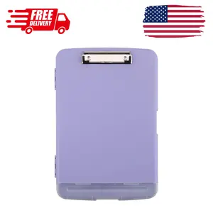 Clipboard with Storage And Pen Holder 8.5x11, Plastic, Purple