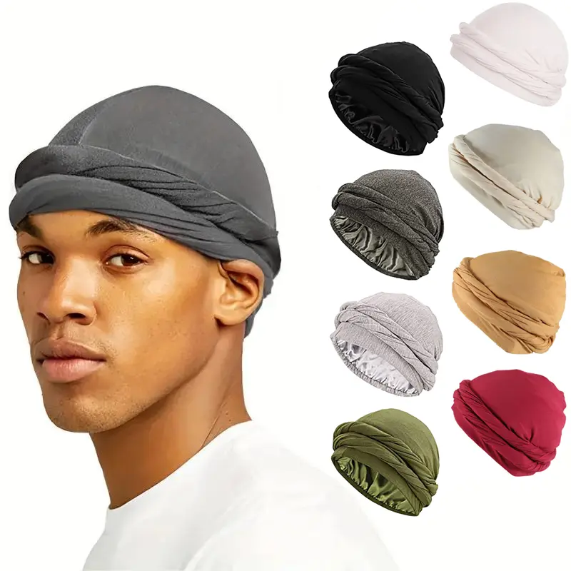 Luxurious Satin-Lined Turban Head Wrap - Adjustable Haircare Headband Bonnet for Curly Hair & Dreadlocks, Stylish Cap for Sleep & Everyday Wear, Ideal Gifts for Loved Ones