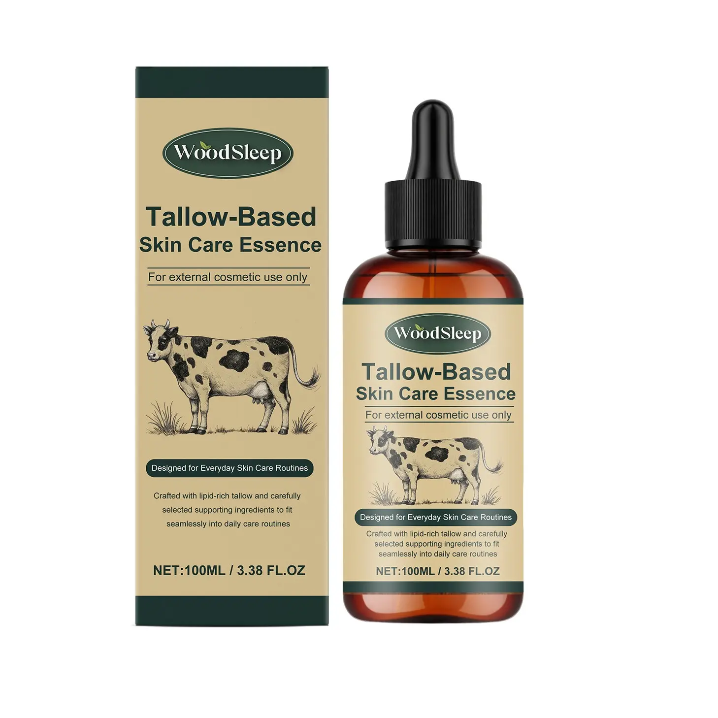 WOODSLEEP Tallow-Based Skin Care Essence Copper Tripeptide-1 Copper Peptides Repair Nourish Deep Moisturizing Hydrating Soothing Facial Oil Moisturizer Nourishing Hydrate Hydrating Moisture Advanced Anti Aging Face Care Serum