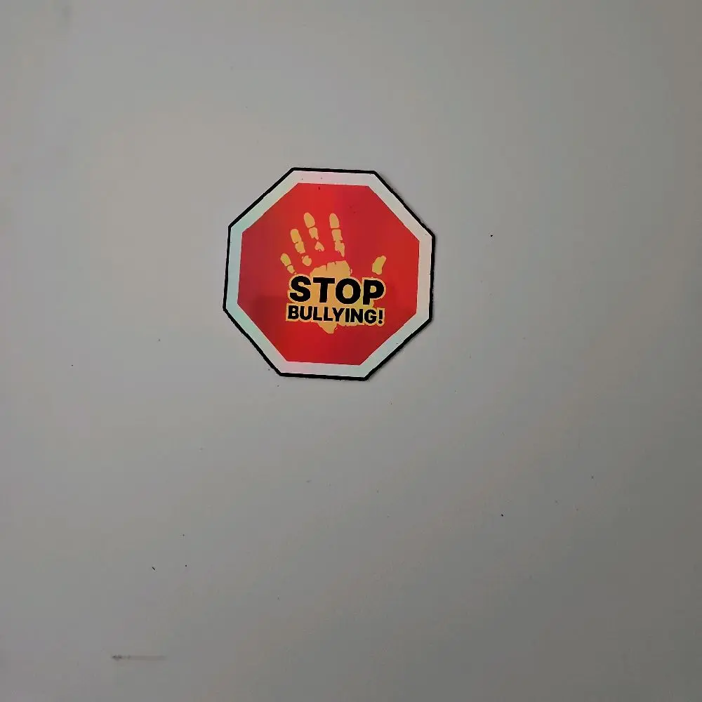 Stop Bullying 3-Inch Holographic Stickers - Sign Shape - Anti-Bullying Awareness Decal for School Awareness Programs