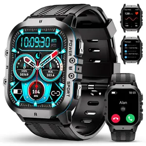OUKITEL BT20 Military Smart Watches for Men(Answer/Make Calls), 1.96'' Fitness Smart Watches for Android/iPhone, 5ATM & IP69K Waterproof Smart Watch with Blood Pressure/Heart Rate/100+ Sport Modes, Watches for Men