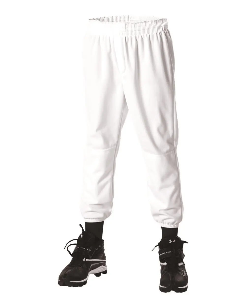 Men's Youth Pull-On Baseball Pants, Non-Snap Athletic Trousers in Double Knit Polyester with Drawstring Waist, Reinforced Knees, Back Pocket & Tapered Bottom, Non-Snap Men's Pants, Knitted Sports Pants