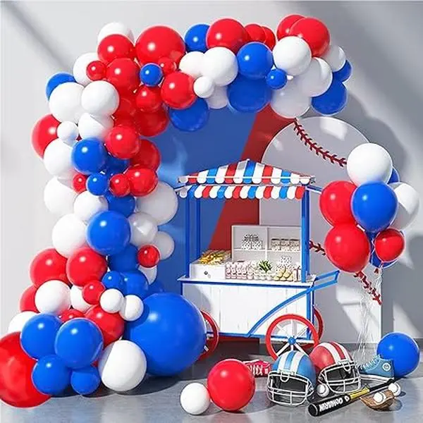 Red White and Blue Balloon Arch Kit Baseball Balloons Arch for 4th of July Graduation Birthday Wedding Patriotic Superhero Theme Party Veterans Day Decorations