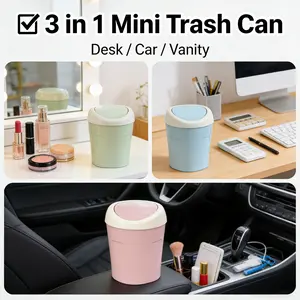 Keep your space neat & fresh with this 2 Pcs mini plastic wastebasket set!Cute desktop trash cans with smooth swing lids to lock odors, come with 120 matching disposable trash bags, stylish blue & green colors, compact size perfect for home