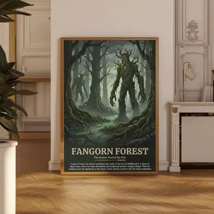 Fangorn Forest Poster Lord of the Rings Wall Art, LOTR Middle Earth Print, Tolkien Ent Forest Travel Poster, Dark Fantasy Office Decor Gifts