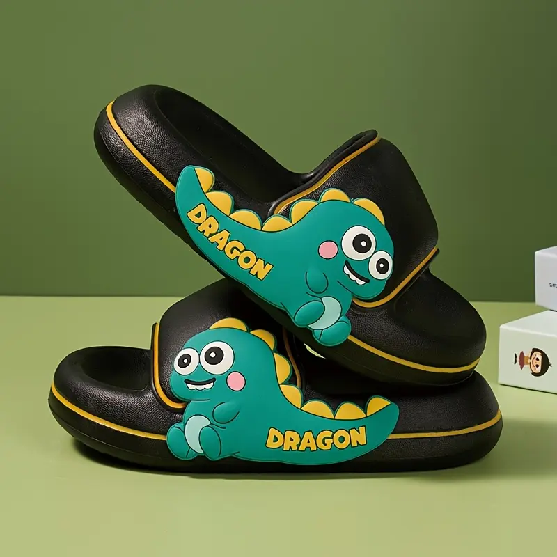 Adorable Cartoon Casual Slippers for Boys and Girls, Dinosaur Home Indoor Non-Slip Wear-Resistant EVA Clogs Suitable for All Seasons