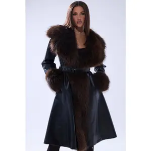 Women's Fur-Trim Trench Coat, Main Squeeze Style Outerwear