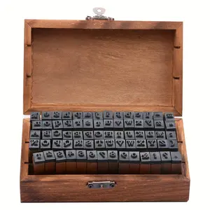70-Piece Vintage Wooden Rubber Stamp Set with Numbers & Alphabet for DIY Craft Stamps Scrapbooking Card Making Journaling Complete Alphabet Number Stamps in Elegant Wooden Storage Box
