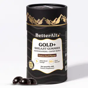 BetterAlt GOLD+ Shilajit Gummies | with Ashwagandha, Safed Musli | Advanced Fitness Supplement for Stamina | Lab-tested For Purity | 60 Gummies BetterAlt GOLD+ Shilajit Gummies | with Ashwagandha, Safed Musli | Advanced Fitness Supplement for Stamina | Lab-tested For Purity | 60 Gummies