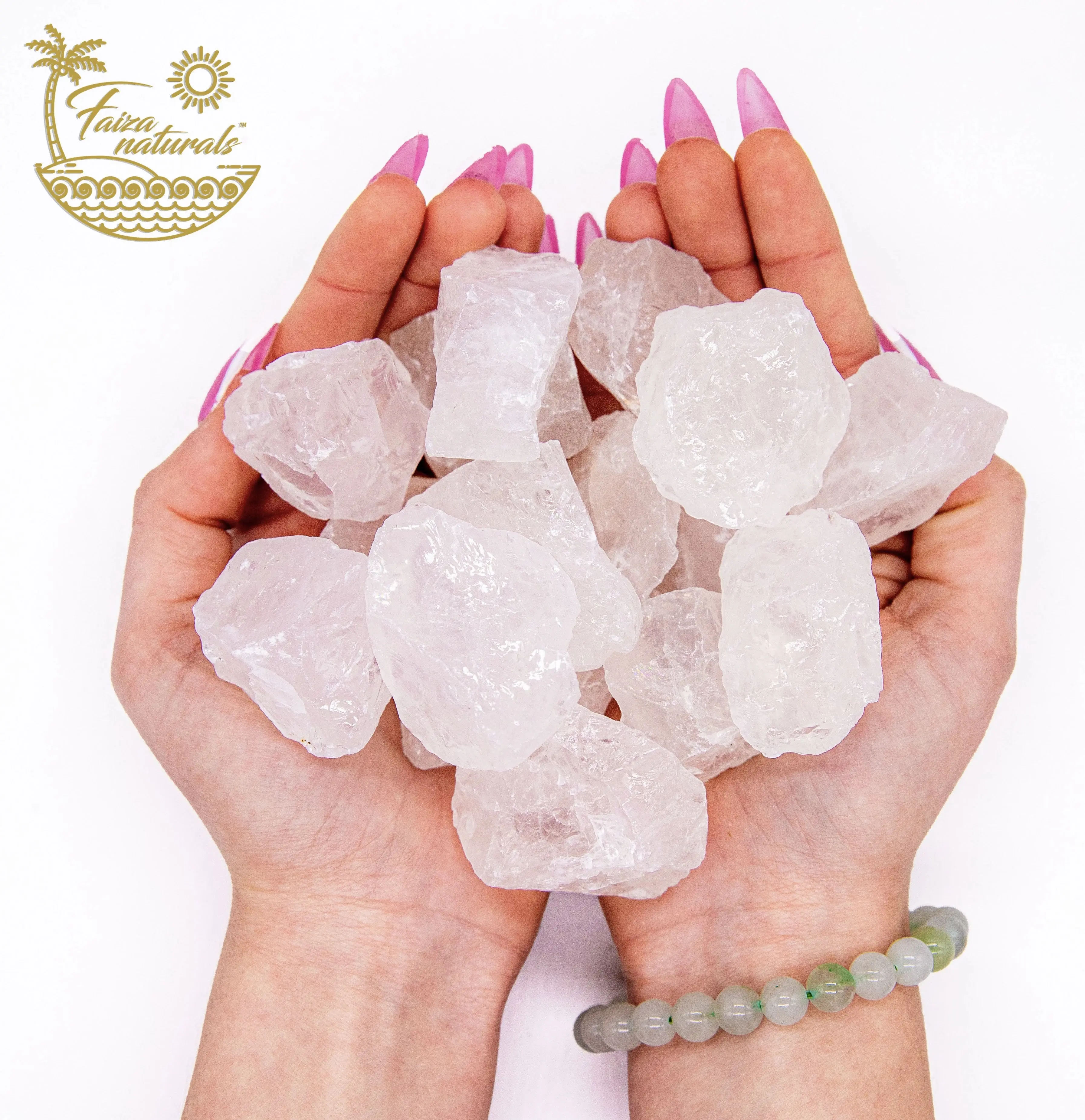 Faiza Naturals Clear Quartz Raw Crystal, Tumbled Transparent Crystals, 5 cm