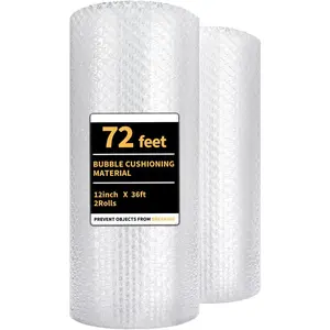 2 Pack 12 Inch x 72 ft Bubble Cushioning Wrap Perforated Every 12 In, Suitable for Packing, Moving, Shipping and Packaging Box Filling