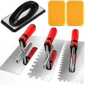 6 count Tile Tools Set, Tile Trowel Concrete Tool, Notched Trowel, Grout Trowel, Grout Float Sponge for Tiling Installation Grouting, Tile Mortar Trowel