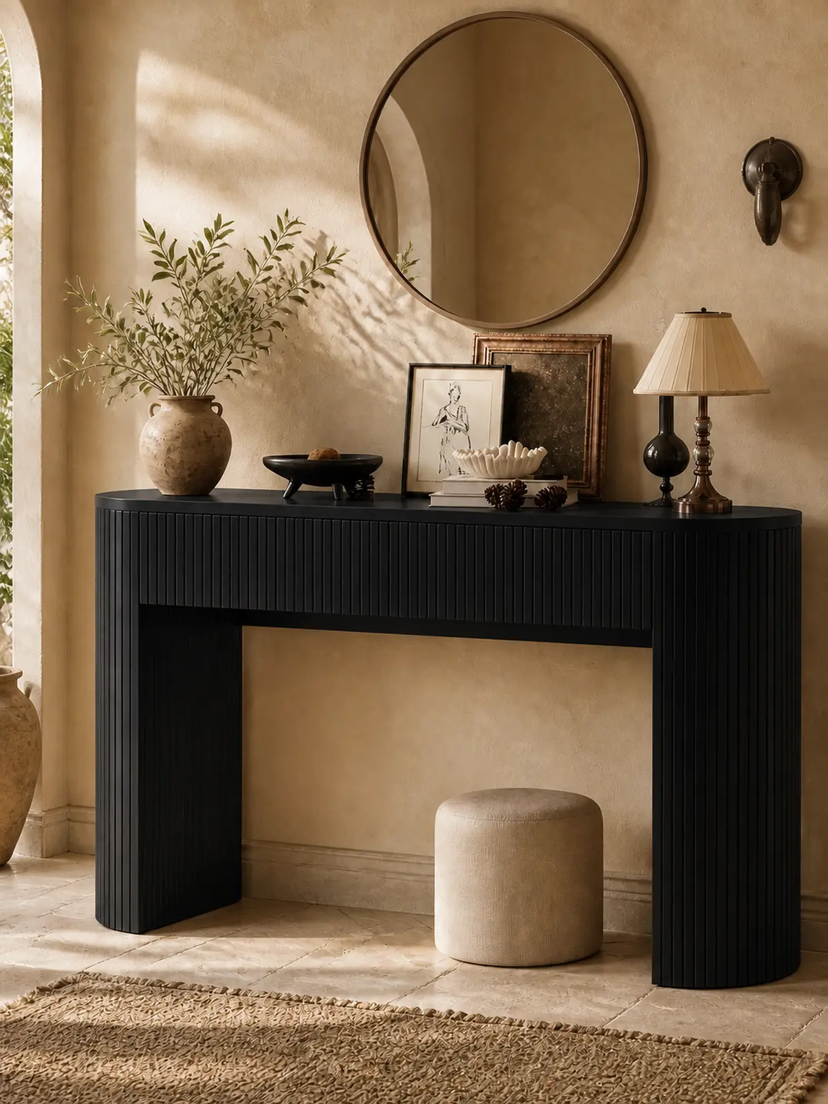 【SummerFinds】ONBRILL 55 Inch Console Table with 2 Drawers, Fluted Entryway Tables with Storage, Sofa Table Behind The Couch, Hallway Tables, Mid-Century Modern Foyer Table for Entryway, Hallway, Living Room
