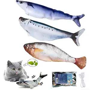 Hyper-Realistic Wiggling Fish Pet Toy 3-Pack, Interactive Toy for All Cat Breeds, Touch-Activated with 3 Wiggling Modes, Available in Sardine/Anchovy/Amberjack Designs, 7.1 Inches in Size, Contains Catnip, Rechargeable, Interactive Pet Toy.