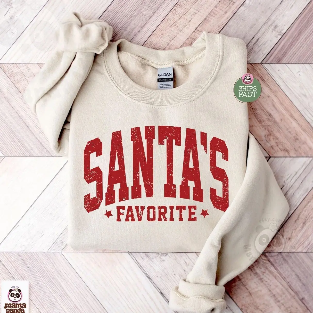 Santa's Favorite Christmas Sweatshirt, Funny Santa Claus Crewneck Sweater, Cute Holiday Graphic Pullover, Retro Xmas Party Outfit, Cozy Winter Season Apparel, Christmas Gift for Women and Men, Aesthetic Holiday Crewneck, Trendy Xmas Gift