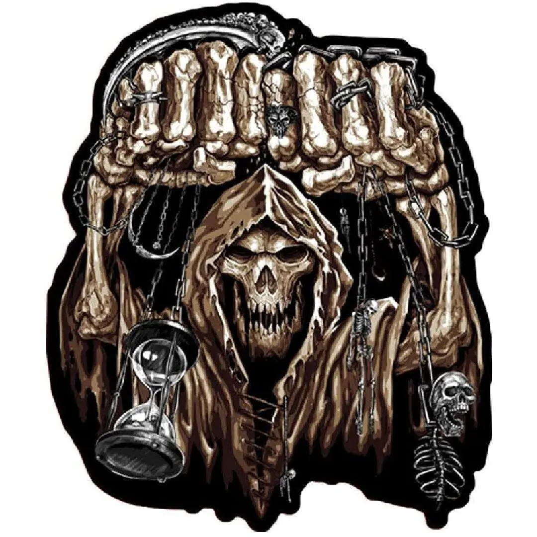 Reaper Skull Jacket Vest Patch [Iron on sew on -6.0 X 5.0 inch -R8]