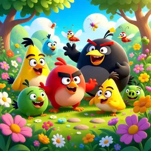 5D DIY Full Drill Round Diamond Painting - Angry Birds Mosaic, Canvas DIY Decorative Painting, Home Wall Decor, Suitable for Halloween, Christmas, Birthdays, and Anniversary Gifts, DIY Diamond Arts