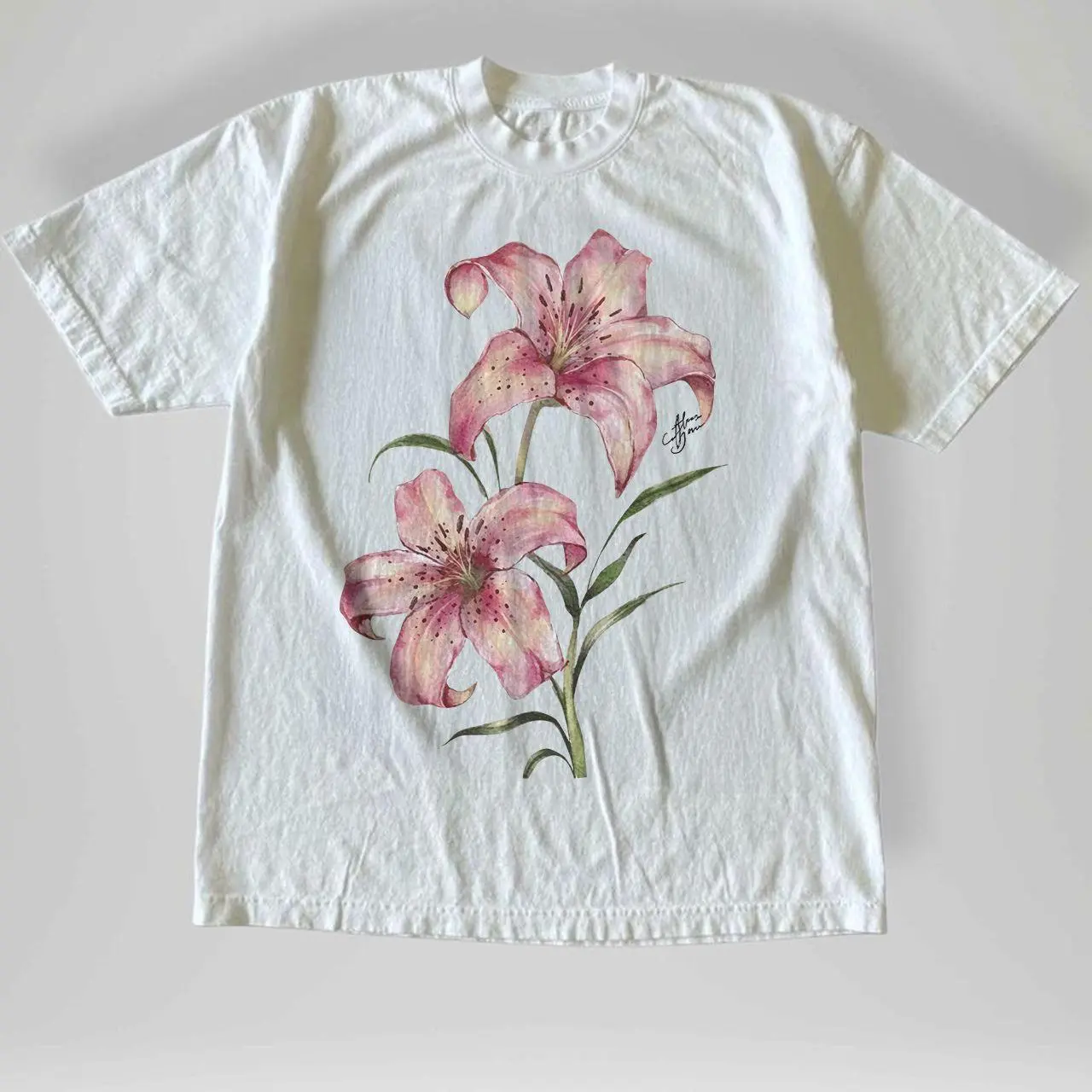 Gildan Men's and Women's T-shirt, Vintage Style Pink Lily Floral Graphic Tee, Unisex T-shirt, Gift T-shirt, Y2k Unisex Graphic Tees Gothic Grunge Emo Scene Amity Affliction Style Clothes Menswear Womenswear Streetwear,Regular,shirts
