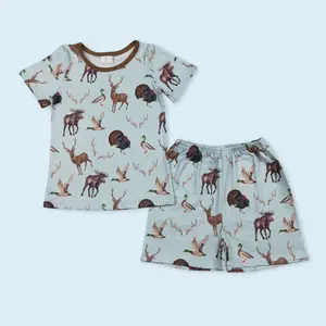 Duck deer turkey print hunting season kids boy summer outfit