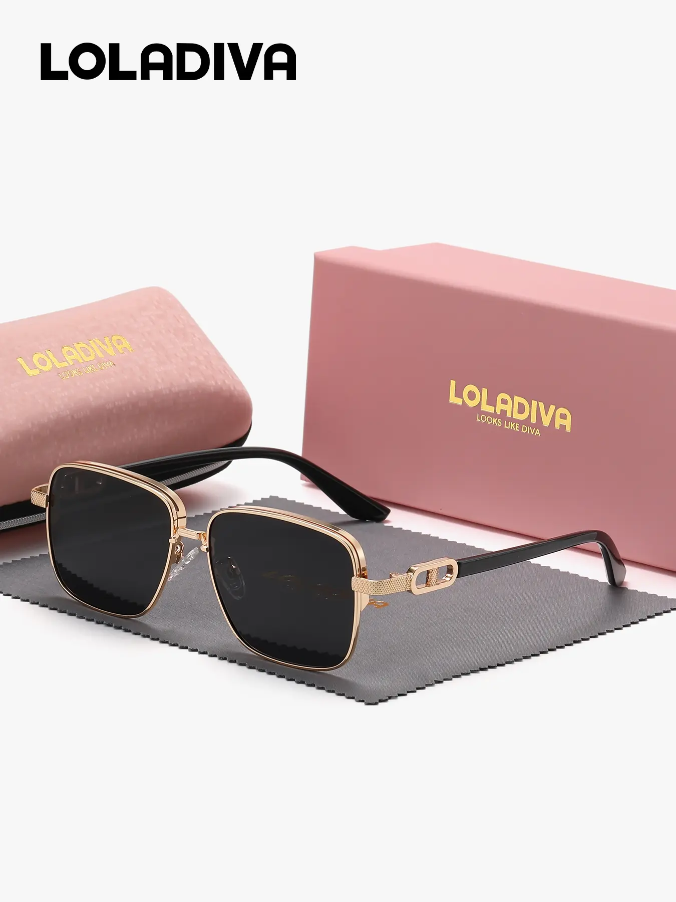 LolaDiva Unisex Retro Stylish Full Frame Polarized Sunglasses Exquisite Practical Square Frame Sunglasses UV400