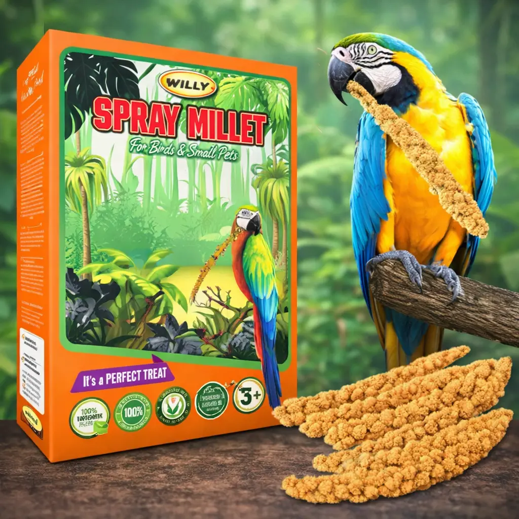 VivLly 5 LB Sun-Dried Spray Millet Bird Food - Non-GMO, Bug-Free, Amino Acid Rich, 100% Edible Natural Healthy Bulk Foraging & Enrichment Treat, For Parakeets (All Ages, 24-Month Shelf Life) Dried Millet Sprays Bulk Value Pack