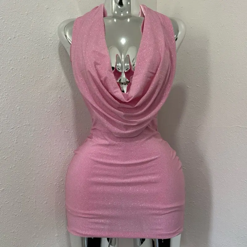 Baddie Sparkle Dress Pink