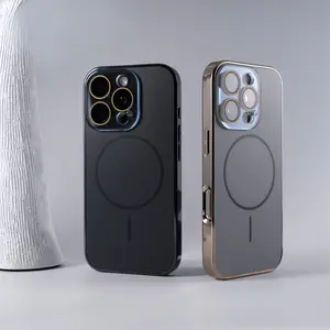 Luxury Magnetic Shockproof Matte Original Color Case with lens protector Electroplate Phone Case For iPhone17 / 16 Pro Max Magsafe cases 15 14 13 12 Pro Max Wireless Fundas Cover