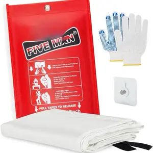 Manta de emergencia contra incendios para la cocina del hogar, 40 x 40 pulgadas, manta de fuego de fibra de vidrio para casa, camping, automóvil, oficina, escuela, supervivencia de emergencia
