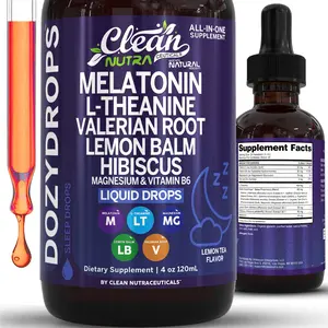 Clean Nutra Melatonin, Magnesium, L-Theanine & Valerian Root for Restful Sleep & Calm Nighttime Recovery - Dozy Drops