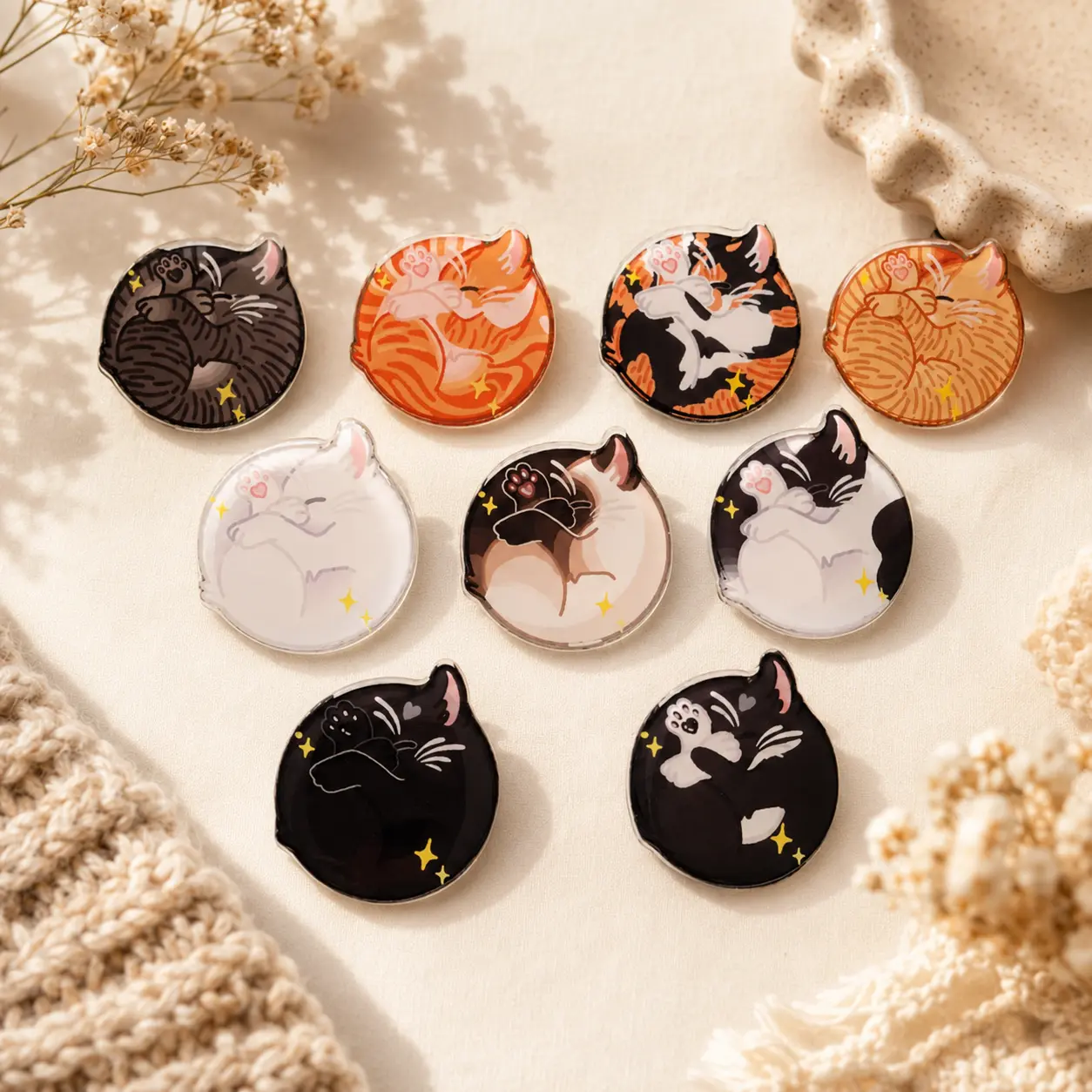 Adorable Cat Curl Phone Grip Stand | Cute Kitten Aesthetic Phone Holder | Trendy Animal Accessory for All Smartphones & Gift Item