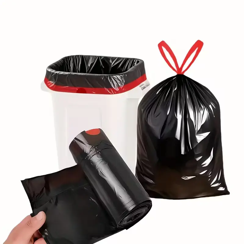 100pcs Plastic Garbage Bags, Home Supplies, Convenient Durable Trash Bag, Non-Toxic Waste Cleaning Storage, Kitchen Bathroom Bedroom Office Accessories, Sturdy Trash Bags