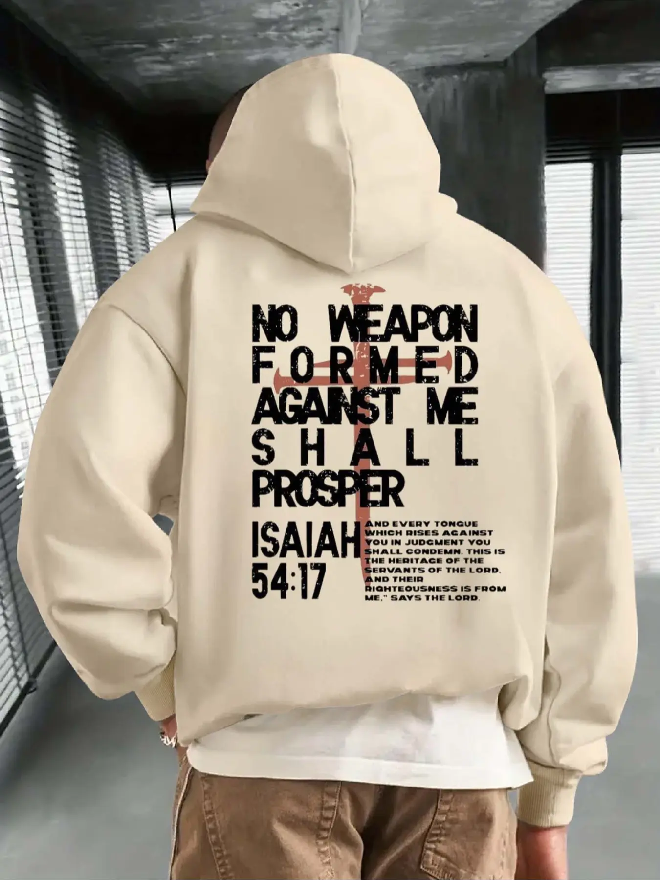 Men's Casual Loose Hooded Long Sleeve Fitted Sweatshirt with Letter Graphic Print, Thick Fleece Lining, Fall & Winter Fashion, Comfortable Fit, Graphic Print Hoodie, Tops