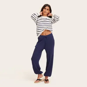Women's High-Rise Sweater Balloon Pants - Parke Navy Blue M