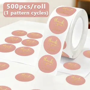 500pcs Gold Foil Thank You Stickers, Round Label, Gift Decoration Labels, Colorful Thank You Paper Tags, Small Event Gift Wrapping Sealing Labels