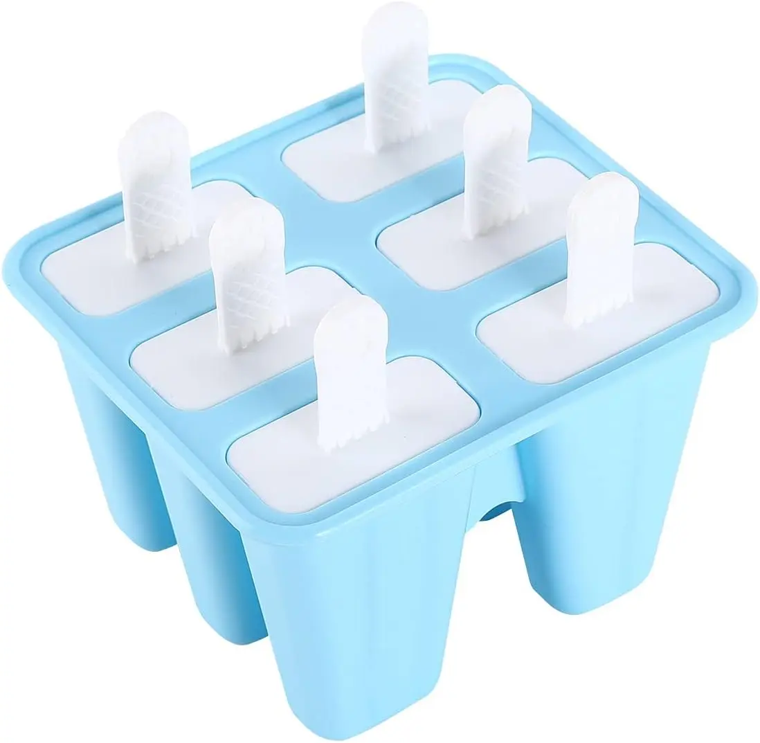 Popsicle Molds, Homemade Ice Cream Popsicle Molds, Silicone Ice Pop Mold for 6 Pieces, BPA Free, Ice Pop Making Tool For Kitchen Freezer Set Utensils